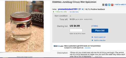 Okay, first, read the description. Now, what I’m really impressed with here, premedstudent1991, is the photography. The hairbrush with hair in it adds a certain something.