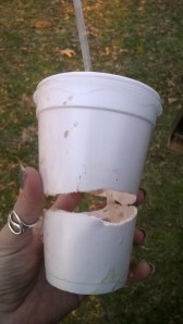 This was a full cup of chocolate milk.